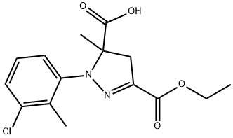 1-(3-chloro-2-methylphenyl)-3-(ethoxycarbonyl)-5-methyl-4,5-dihydro-1H-pyrazole-5-carboxylic acid 结构式