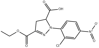 1-(2-chloro-4-nitrophenyl)-3-(ethoxycarbonyl)-4,5-dihydro-1H-pyrazole-5-carboxylic acid 结构式
