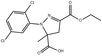 1-(2,5-dichlorophenyl)-3-(ethoxycarbonyl)-5-methyl-4,5-dihydro-1H-pyrazole-5-carboxylic acid 结构式