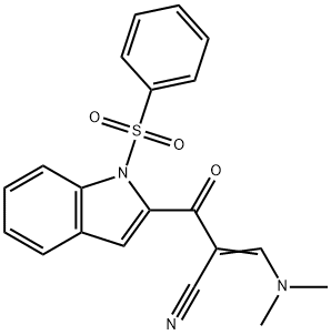 3-(二甲氨基)-2-(1-(苯基磺酰基)-1H-吲哚-2-羰基)丙烯腈 结构式