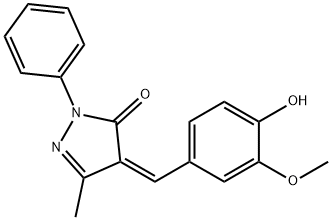 (Z)-4-(4-hydroxy-3-methoxybenzylidene)-5-methyl-2-phenyl-2,4-dihydro-3H-pyrazol-3-one 结构式