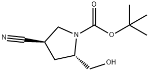 (2S,4R)-4-氰基-2-(羟甲基)吡咯烷-1-羧酸叔丁酯 结构式