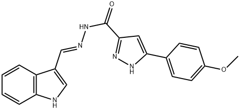 (E)-N-((1H-indol-3-yl)methylene)-3-(4-methoxyphenyl)-1H-pyrazole-5-carbohydrazide 结构式