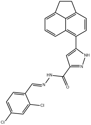 (E)-N-(2,4-dichlorobenzylidene)-3-(1,2-dihydroacenaphthylen-5-yl)-1H-pyrazole-5-carbohydrazide 结构式