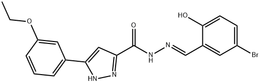 (E)-N-(5-bromo-2-hydroxybenzylidene)-3-(3-ethoxyphenyl)-1H-pyrazole-5-carbohydrazide 结构式