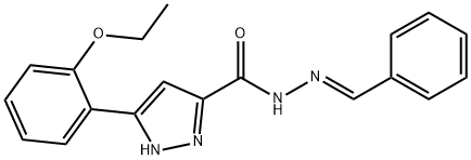 (E)-N-benzylidene-3-(2-ethoxyphenyl)-1H-pyrazole-5-carbohydrazide 结构式
