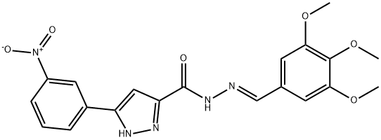 (E)-3-(3-nitrophenyl)-N-(3,4,5-trimethoxybenzylidene)-1H-pyrazole-5-carbohydrazide 结构式