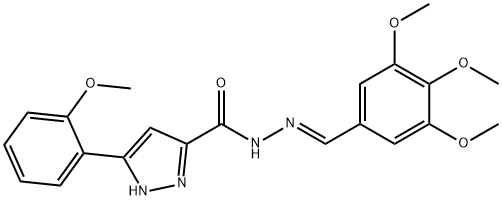 (E)-3-(2-methoxyphenyl)-N-(3,4,5-trimethoxybenzylidene)-1H-pyrazole-5-carbohydrazide 结构式