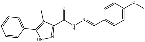 (E)-N-(4-methoxybenzylidene)-4-methyl-3-phenyl-1H-pyrazole-5-carbohydrazide 结构式