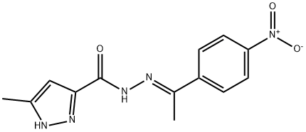 (E)-3-methyl-N-(1-(4-nitrophenyl)ethylidene)-1H-pyrazole-5-carbohydrazide 结构式