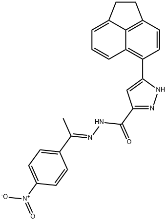 (E)-3-(1,2-dihydroacenaphthylen-5-yl)-N-(1-(4-nitrophenyl)ethylidene)-1H-pyrazole-5-carbohydrazide 结构式