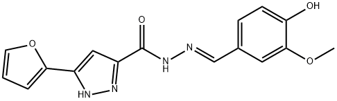 (E)-3-(furan-2-yl)-N-(4-hydroxy-3-methoxybenzylidene)-1H-pyrazole-5-carbohydrazide 结构式