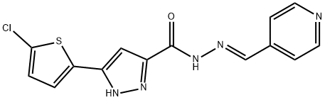 (E)-3-(5-chlorothiophen-2-yl)-N-(pyridin-4-ylmethylene)-1H-pyrazole-5-carbohydrazide 结构式