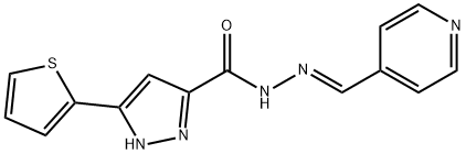 (E)-N-(pyridin-4-ylmethylene)-3-(thiophen-2-yl)-1H-pyrazole-5-carbohydrazide 结构式