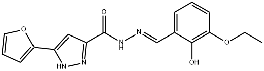 (E)-N-(3-ethoxy-2-hydroxybenzylidene)-3-(furan-2-yl)-1H-pyrazole-5-carbohydrazide 结构式