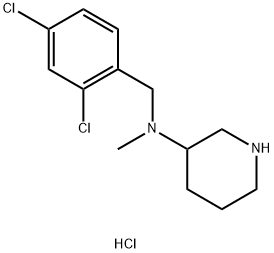 N-(2,4-DICHLOROBENZYL)-N-METHYLPIPERIDIN-3-AMINE HYDROCHLORIDE 结构式