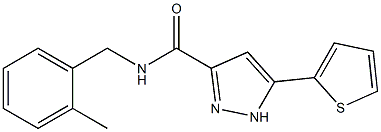N-[(2-methylphenyl)methyl]-5-thiophen-2-yl-1H-pyrazole-3-carboxamide 结构式