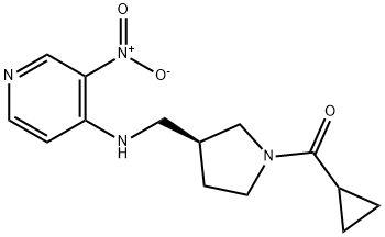 (S)-cyclopropyl(3-(((3-nitropyridin-4-yl)amino)methyl)pyrrolidin-1-yl)methanone 结构式