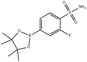 2-氟-4-(4,4,5,5-四甲基-1,3,2-二氧杂硼烷-2-基)苯磺酰胺 结构式