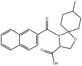 8-methyl-4-(naphthalene-2-carbonyl)-1-oxa-4-azaspiro[4.5]decane-3-carboxylic acid 结构式