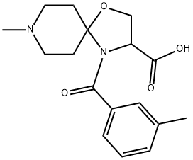 8-methyl-4-(3-methylbenzoyl)-1-oxa-4,8-diazaspiro[4.5]decane-3-carboxylic acid 结构式