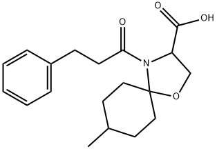 8-methyl-4-(3-phenylpropanoyl)-1-oxa-4-azaspiro[4.5]decane-3-carboxylic acid 结构式