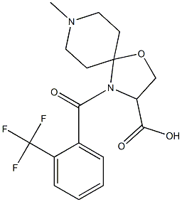 8-methyl-4-[2-(trifluoromethyl)benzoyl]-1-oxa-4,8-diazaspiro[4.5]decane-3-carboxylic acid 结构式