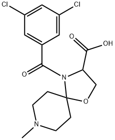 4-(3,5-dichlorobenzoyl)-8-methyl-1-oxa-4,8-diazaspiro[4.5]decane-3-carboxylic acid 结构式