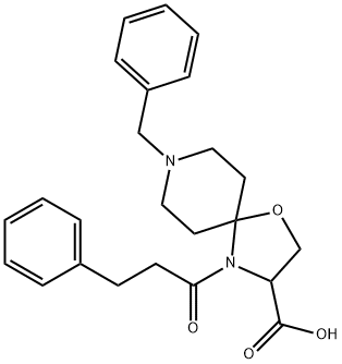 8-benzyl-4-(3-phenylpropanoyl)-1-oxa-4,8-diazaspiro[4.5]decane-3-carboxylic acid 结构式