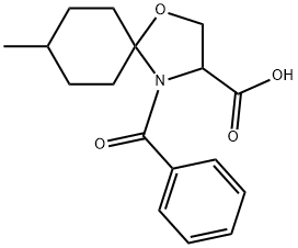 4-benzoyl-8-methyl-1-oxa-4-azaspiro[4.5]decane-3-carboxylic acid 结构式