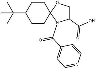 8-tert-butyl-4-(pyridine-4-carbonyl)-1-oxa-4-azaspiro[4.5]decane-3-carboxylic acid 结构式