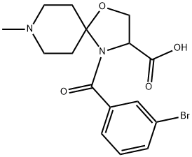 4-(3-bromobenzoyl)-8-methyl-1-oxa-4,8-diazaspiro[4.5]decane-3-carboxylic acid 结构式