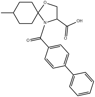 4-{[1,1-biphenyl]-4-carbonyl}-8-methyl-1-oxa-4-azaspiro[4.5]decane-3-carboxylic acid 结构式
