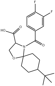 8-tert-butyl-4-(3,4-difluorobenzoyl)-1-oxa-4-azaspiro[4.5]decane-3-carboxylic acid 结构式