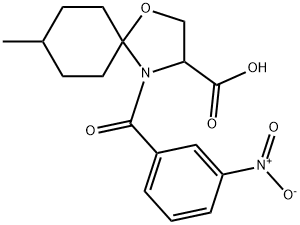 8-methyl-4-(3-nitrobenzoyl)-1-oxa-4-azaspiro[4.5]decane-3-carboxylic acid 结构式