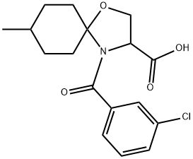 4-(3-chlorobenzoyl)-8-methyl-1-oxa-4-azaspiro[4.5]decane-3-carboxylic acid 结构式