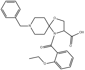 8-benzyl-4-(2-ethoxybenzoyl)-1-oxa-4,8-diazaspiro[4.5]decane-3-carboxylic acid 结构式