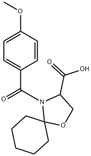 4-(4-methoxybenzoyl)-1-oxa-4-azaspiro[4.5]decane-3-carboxylic acid 结构式