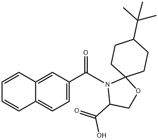 8-tert-butyl-4-(naphthalene-2-carbonyl)-1-oxa-4-azaspiro[4.5]decane-3-carboxylic acid 结构式