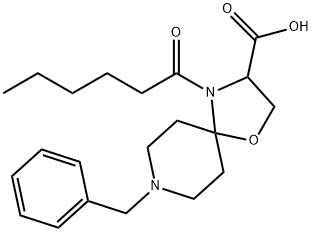 8-benzyl-4-hexanoyl-1-oxa-4,8-diazaspiro[4.5]decane-3-carboxylic acid 结构式