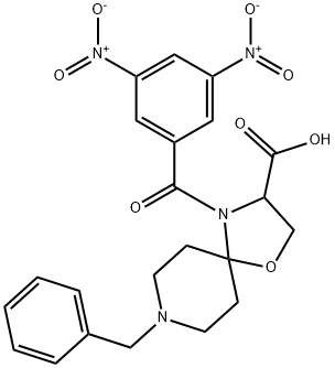 8-benzyl-4-(3,5-dinitrobenzoyl)-1-oxa-4,8-diazaspiro[4.5]decane-3-carboxylic acid 结构式