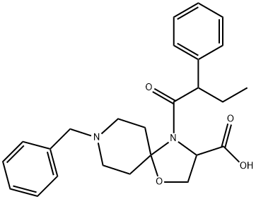 8-benzyl-4-(2-phenylbutanoyl)-1-oxa-4,8-diazaspiro[4.5]decane-3-carboxylic acid 结构式