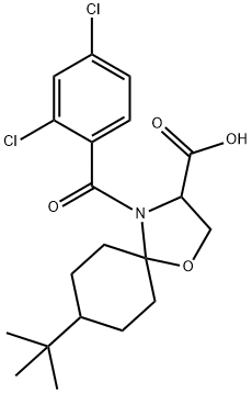 8-tert-butyl-4-(2,4-dichlorobenzoyl)-1-oxa-4-azaspiro[4.5]decane-3-carboxylic acid 结构式