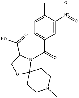 8-methyl-4-(4-methyl-3-nitrobenzoyl)-1-oxa-4,8-diazaspiro[4.5]decane-3-carboxylic acid 结构式