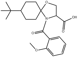 8-tert-butyl-4-(2-methoxybenzoyl)-1-oxa-4-azaspiro[4.5]decane-3-carboxylic acid 结构式