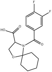 4-(3,4-difluorobenzoyl)-1-oxa-4-azaspiro[4.5]decane-3-carboxylic acid 结构式