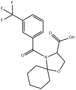 4-[3-(trifluoromethyl)benzoyl]-1-oxa-4-azaspiro[4.5]decane-3-carboxylic acid 结构式