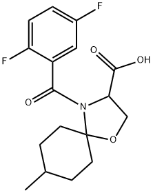 4-(2,5-difluorobenzoyl)-8-methyl-1-oxa-4-azaspiro[4.5]decane-3-carboxylic acid 结构式