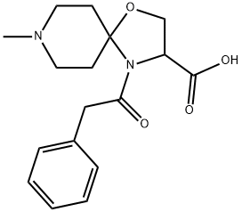 8-methyl-4-(2-phenylacetyl)-1-oxa-4,8-diazaspiro[4.5]decane-3-carboxylic acid 结构式