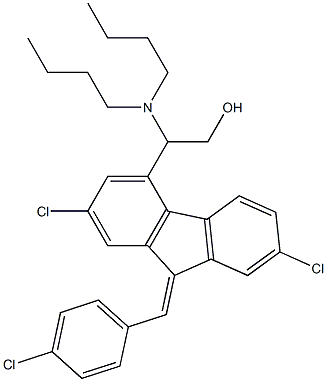 2-(dibutylamino)-2-[(9Z)-2,7-dichloro-9-[(4-chlorophenyl)methylidene]fluoren-4-yl]ethanol 结构式